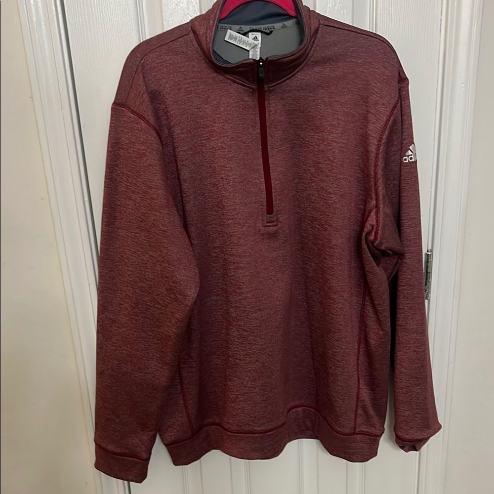 Adidas Red Zip Up Sweater Athletic Style